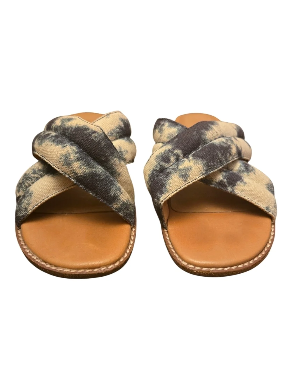 Madewell The Skyler Blue White Tie-Dye Puff Strap Sandal Size 6.5